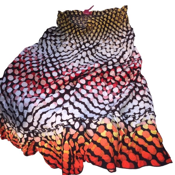 Catch My i - Colorful Dot Illustion looking Gypsy Skirt - Medium Length - Womens - Picture 5 of 11